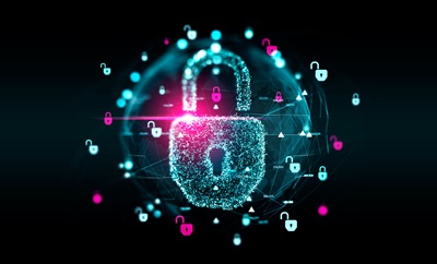 Digital interface with virtual padlock, data security, private information